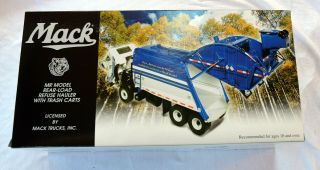 Mack " Garbage " Rear Load Refuse Truck With Trash Cans By First Gear 19 - 3303 Nib