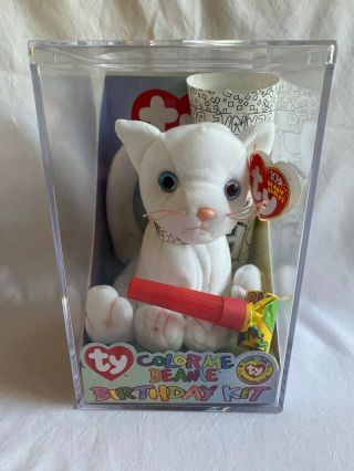 Ty Beanie Baby Color Me Beanie Birthday Kit Cat Kitten 4902 Plush Stuffed Toy