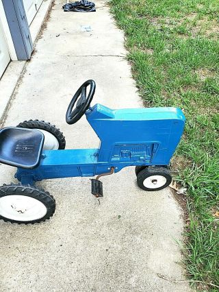 Ertl Ford Model F - 68 Pedal Tractor,  All Metal,  Made In Usa,  Blue,  Chain Driven