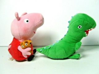 Peppa Pig Ty Beanie Babies With Ty Tags 2014 7 " Plush George Dinosaur T