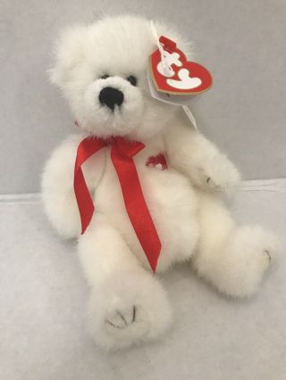 Ty Attic Treasures Amore The White Love Bear,  Jointed Limbs,  W/tag