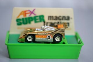 Aurora Afx Magna Traction Porsche 510k Can Am Gold Ho Slot Car With Case