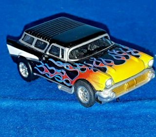 57 Chevy Nomad Rare Black W/flames Auto World X - Traction Aw Ho Slot Car Fits Afx