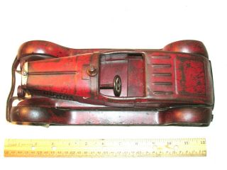Vintage Kingsbury Fire Chief Coupe Convertible Car Pressed Steel Wind Up Toy 12 