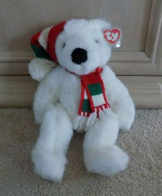 Ty White Polar Bear 14 " Christmas Holiday Plush Stuffed Animal Toy