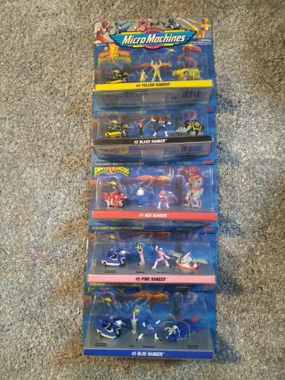 Vtg Micro Machines Mighty Morphin Power Rangers Complete Set Of 5 1994