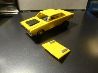 Vintage Aurora Tjet Ho Slot Car Tuff Ones Chassis Gtx Yellow