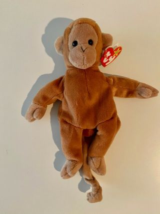 1995 Ty Beanie Baby Bongo The Monkey With Tag Retired Vintage Dob 8 - 17 - 95