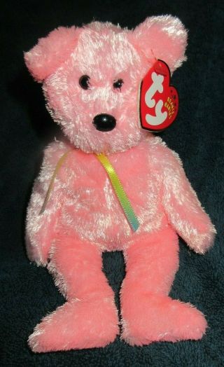 Ty Beanie Baby Sherbet The Pink Bear Dob November 26,  2001 Mwmt
