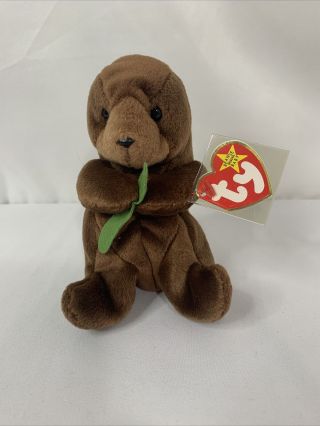 1995 Ty Beanie Babies " Seaweed " The Otter - With Tags.  Retired Pristine
