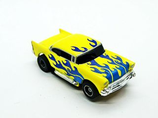 Tyco 57 Chevy Yellow With Flames Ho Slot Car.  Htf