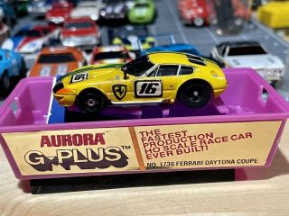 Vintage Aurora Afx Slot Car 1736 - Yellow Ferrari Daytona G,  Car• Case