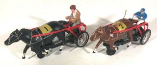 2 Vintage 1960’s Gilbert Autorama Harness Horse Racing Sulky Slot Cars