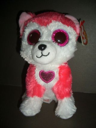 Ty Valentine Beanie Boo Dog " Aphrodite " 2019 Sparkling Eyes And Heart On Chest