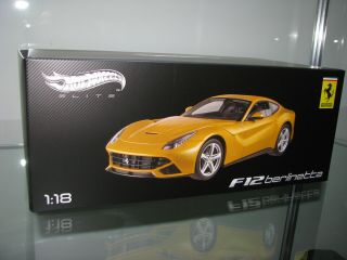 1/18 Hot Wheels Elite Ferrari F12 Berlinetta Metallic Pearl Yellow