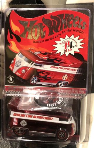 Set Of 2 Hot Wheels RLC VW Drag Bus Redline Police & Fire Department W/ Buttons 3