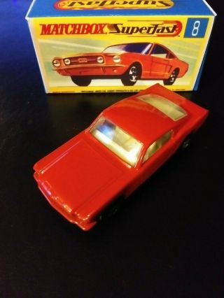 Vintage 8.  Very Rare Ford Mustang Superfast Red.  W/white Interior