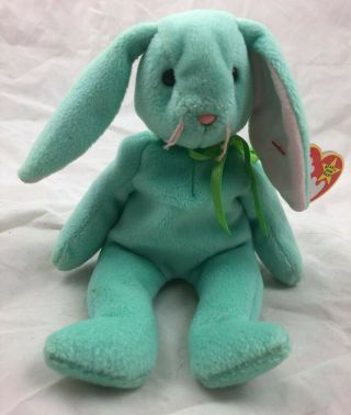 Ty Beanie Baby Hippity Green Bunny 1996 Style 4119 With Tag