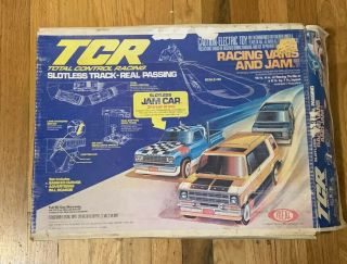 Vintage 1977 Ideal Tcr Slot Car Race Track (2) Vans (1) Truck Total Control,  Box