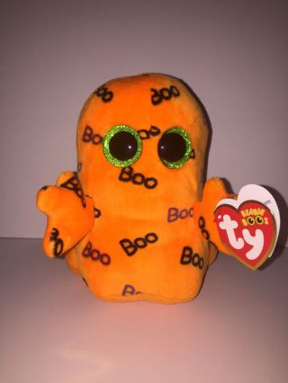 Ty Ghoulie Ghost 6 " Beanie Boos -,  Tag Cute In Hand Ship Now