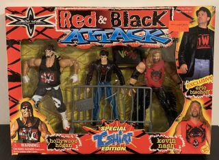 Wcw Red & Black Attack Action Figure Set Hulk Hogan Kevin Nash Wwe Nwo Rare