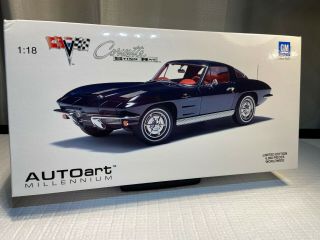 Autoart Millennium 1:18 1963 Chevrolet Corvette Coupe Sting Ray,  Daytona Blue