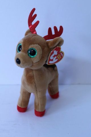 Ty Beanie Baby Tinsel The Christmas Holiday Reindeer 6 Inch Mwmt