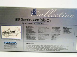 WELLY 1987 CHEVROLET MONTE CARLO SS 1/18 DIE CAST MODEL.  NEVER OUT OF BOX.  WHITE 6