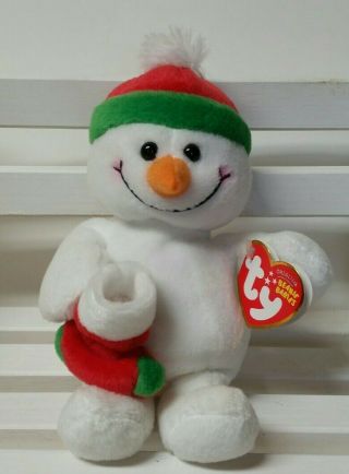 Ty Beanie Baby Stockings Snowman Bear 2003 Christmas W/tag Protector