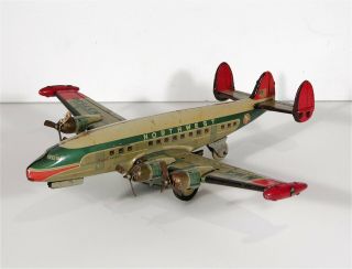 1950s Japanese Tin Litho Friction Drive Northwest Airlines Airplane Toy Yonezawa