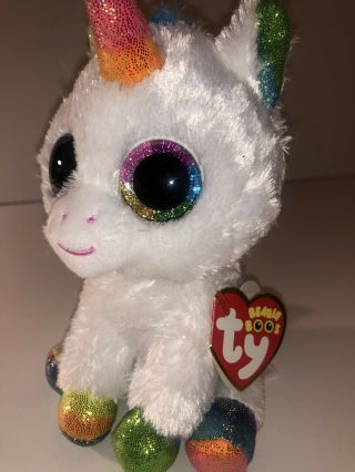 Ty Beanie Boos 6 " Pixy The Unicorn Plush Stuffed Animal Toy Mwmts Ty Heart Tags