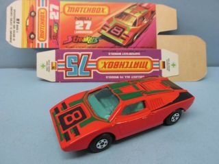 Matchbox Superfast 27B Lamborghini Countach Red / DARK GREEN TEMPA / Blu - Grn Win 6