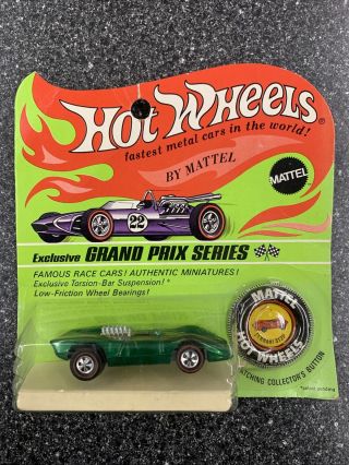 Vintage 1969 Mattel Hot Wheel Redlines Grand Prix Series Green Ferrari 312p