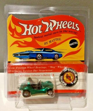 1970 Hot Wheels Redline Green Sand Crab In Blister Pack Unpunched Usa
