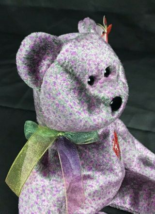 Ty Beanie Baby 2000 Signature Teddy Bear Purple Bean Bag Plush Toy Retired