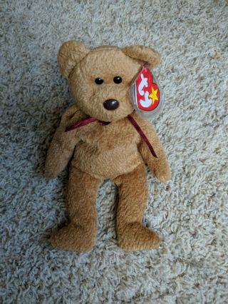 Rare 1993 Ty Beanie Babies Curly The Bear Plush With Error - 4052 - Nwt