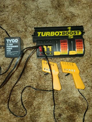 Vtg Tyco Slot Car Turbo Boost Terminal,  2x High Performance Pack,  4 Controllers