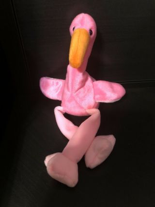 Ty Beanie Baby - Pinky The Flamingo - Dob February 13,  1995 - Retired - Mwmt