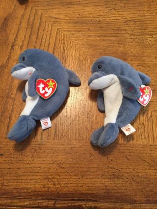 Ty Beanie Baby Echo With Echo Tags,  And Echo With Error Waves Tags,  Pvc Pellets