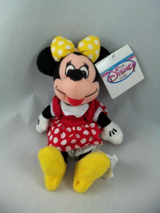 Disney Store 9 " Minnie Mouse Plush Bean Bag Red Dress With Polka Dots Doll - Nwt