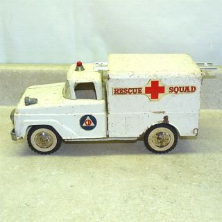 Vintage Tonka Rescue Squad Civil Defense Truck,  Pressed Steel Toy,  Cd