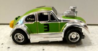 Vintage Tyco Pro Ho Drag Vw Slot Car Curve Hugger Bug Green/ Chrome