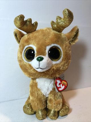 Ty Beanie Boos - Glitzy The Reindeer (medium 9 Inch) - Mwmts Boo Toy W/tags