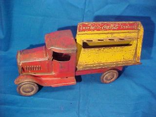 Orig 1930s Metal Craft Pressed Steel Coca Cola Delivery Toy Truck