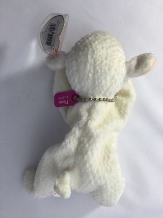 Sheep Baby Lamb TY Beanie Baby Fleece 3/21/96 White Stuffed Animal 3