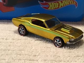 Hot Wheels Redlines 1968 Custom Mustang Gold With Ohs Wow