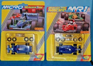 2x Rare Uk Benetton/renault F - 1 Ho Slot Cars Micro Scalextric Mr1 Marchon =nice=