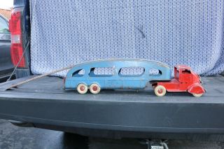 Louis Marx Toys Motor Transit Car Transporter Hauler Pressed Steel - Made In USA 3