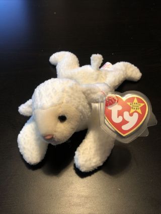 Ty Beanie Baby Fleece The Lamb 1996 Plush Doll With Tags Smoke