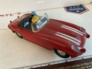 Vintage Marx Slot Car Red Convertible Jaguar 1/32 Scale Sears Allstate Set Toy